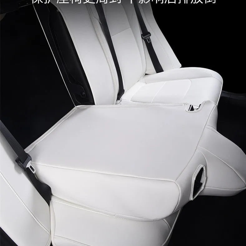 Car seat cover interior package for Tesla Model 3 and Model Y in black PVC and chloroprene binding style