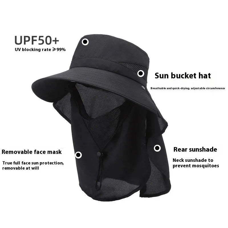 Men's grey adjustable polyester fisherman hat with a wide brim for sun protection.