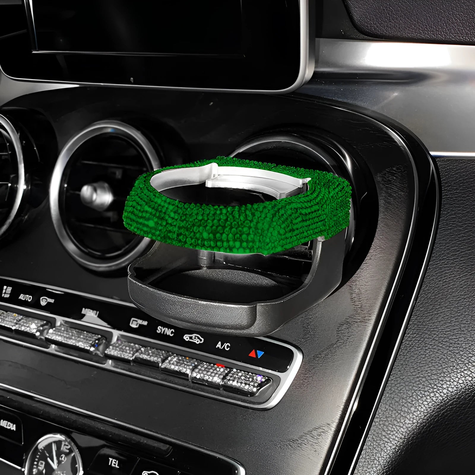 Sparkling rhinestone car air vent cup holder in choice of seven colours