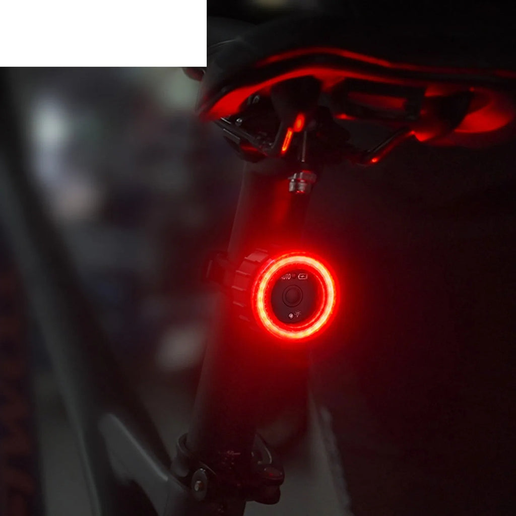 Black aluminium alloy intelligent induction brake bicycle taillight with seat tube mounting bracket