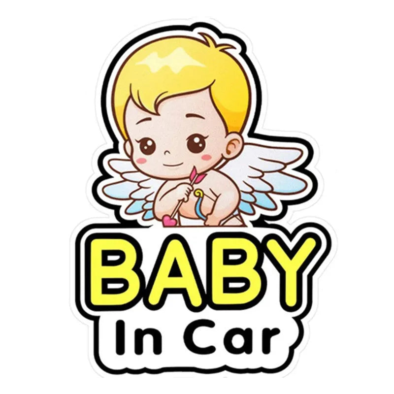 Reflective baby on board car stickers with various baby designs in pet material