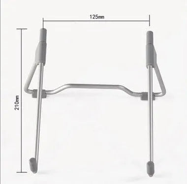 Grey aluminium alloy mobile phone stand with adjustable angle, holding a smartphone