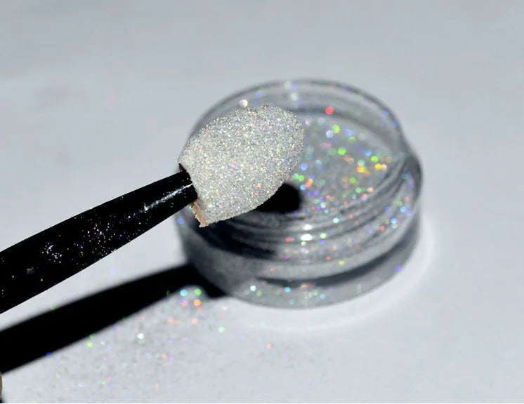 Container of silver nail rainbow powder laser mirror powder for chrome effect manicure