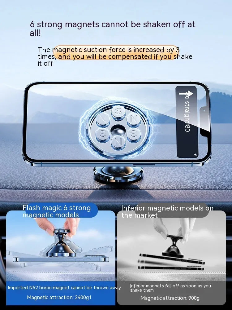 Magic Mobile Phone Car Holder in dazzling black with 4 N52 rubidium magnets for strong magnetic adsorption