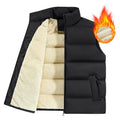 Men's striped lambswool vest in black, dark blue, or red for autumn and winter wear.