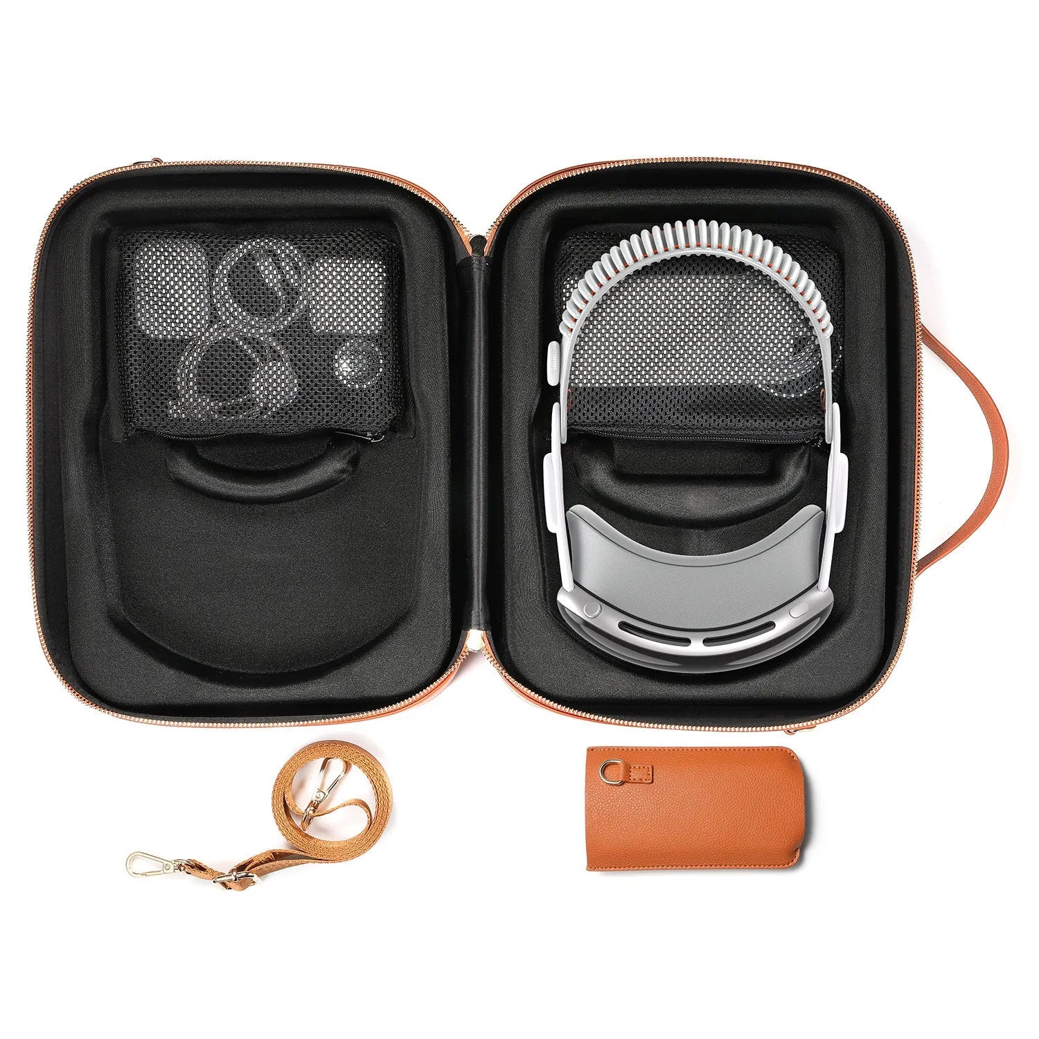 Vision Pro MR glasses storage box in black superfiber construction showing 32.5 cm dimensions