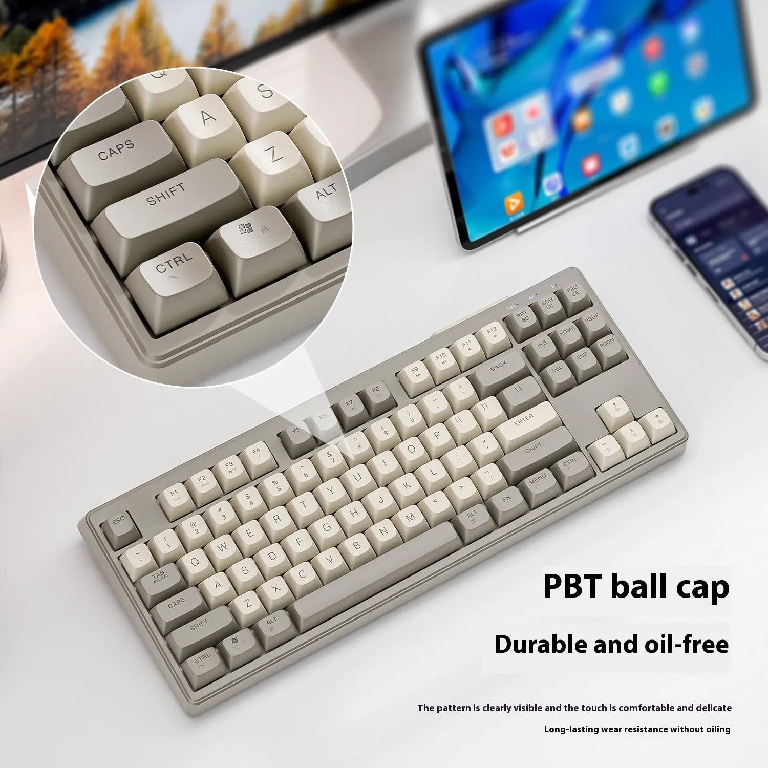 Free Wolf M87 wireless Bluetooth dual-mode keyboard in compact 87-key layout with ABS construction