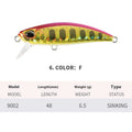 Japanese Mino fishing lure for snakehead and mandarin fish, 48mm length, 14 colour options