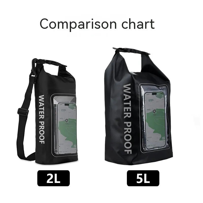 2-litre waterproof crossbody bag made of 500D PVC mesh in army green for outdoor swimming and beach use