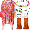 Tie dye cloak costume with bell sleeves in colourful printing pattern for Halloween parties