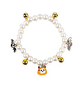 Halloween cat collar decoration with simulated pearl beads in pumpkin designs