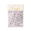 Jelly nail art sticker sheet with multiple cartoon cherry designs on a clear plastic backing
