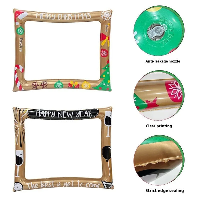 Christmas inflatable photo frame PVC prop for festive photography and parties