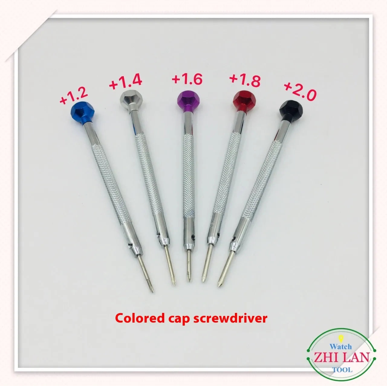 Six colour-coded watch repair screwdrivers with aluminium handles for children's watch maintenance