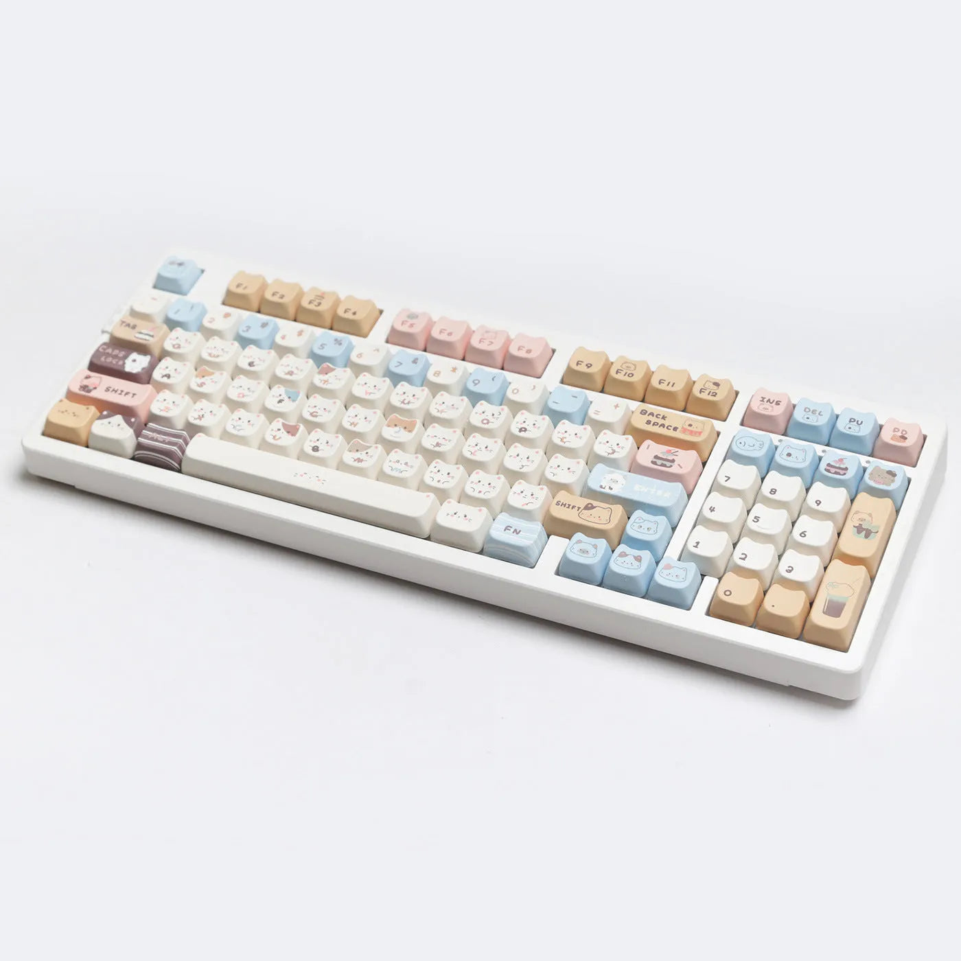High Sea Salt Cat themed PBT keycap set with sublimation printing showing nautical cat design
