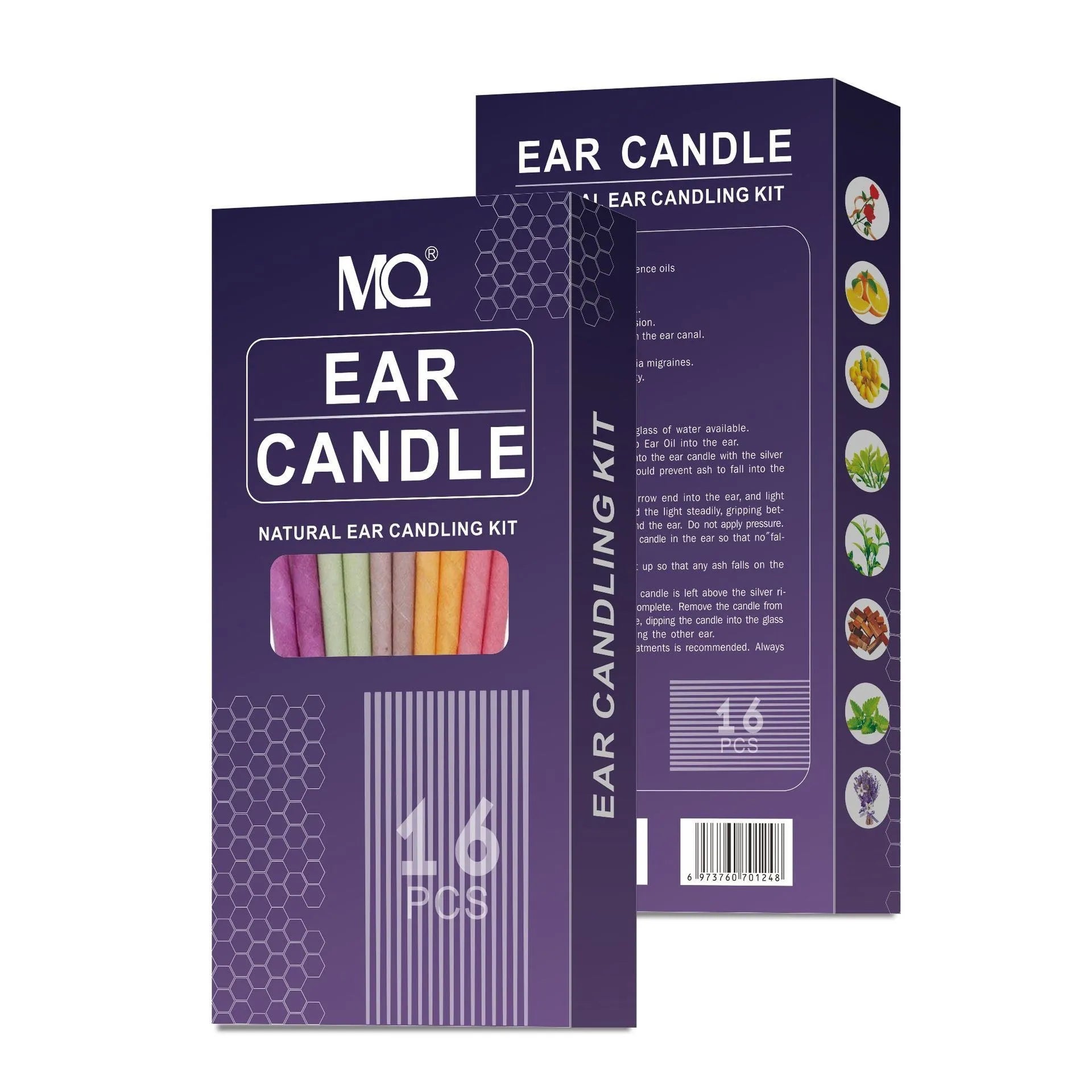 MQ Horn colour ear candles 16 pack cotton cloth set with protection boards and cotton swabs