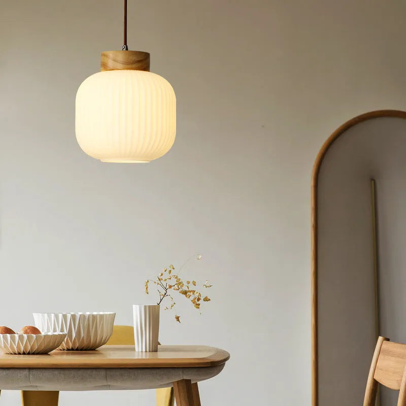 Retro Chinese wooden pendant ceiling light with Nordic styling in three size options
