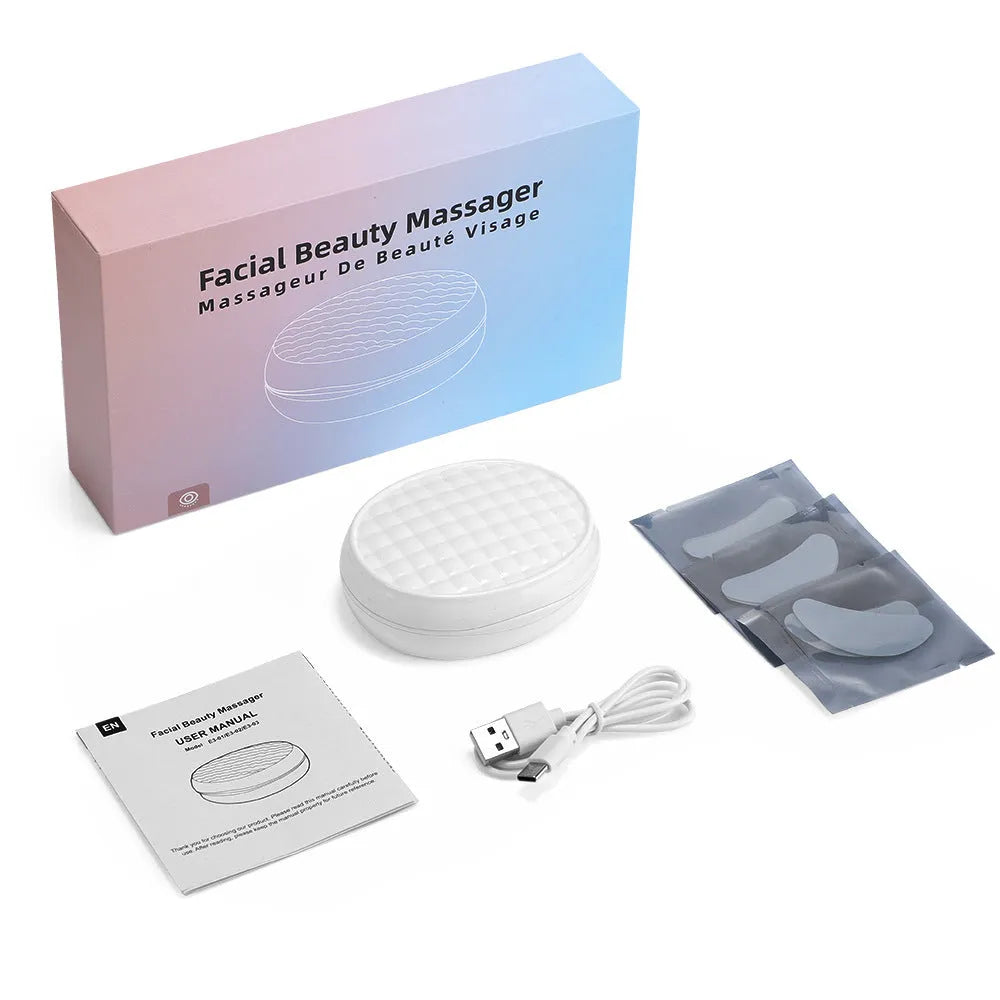 White red light EMS facial massage device with wireless handheld design for home beauty treatment
