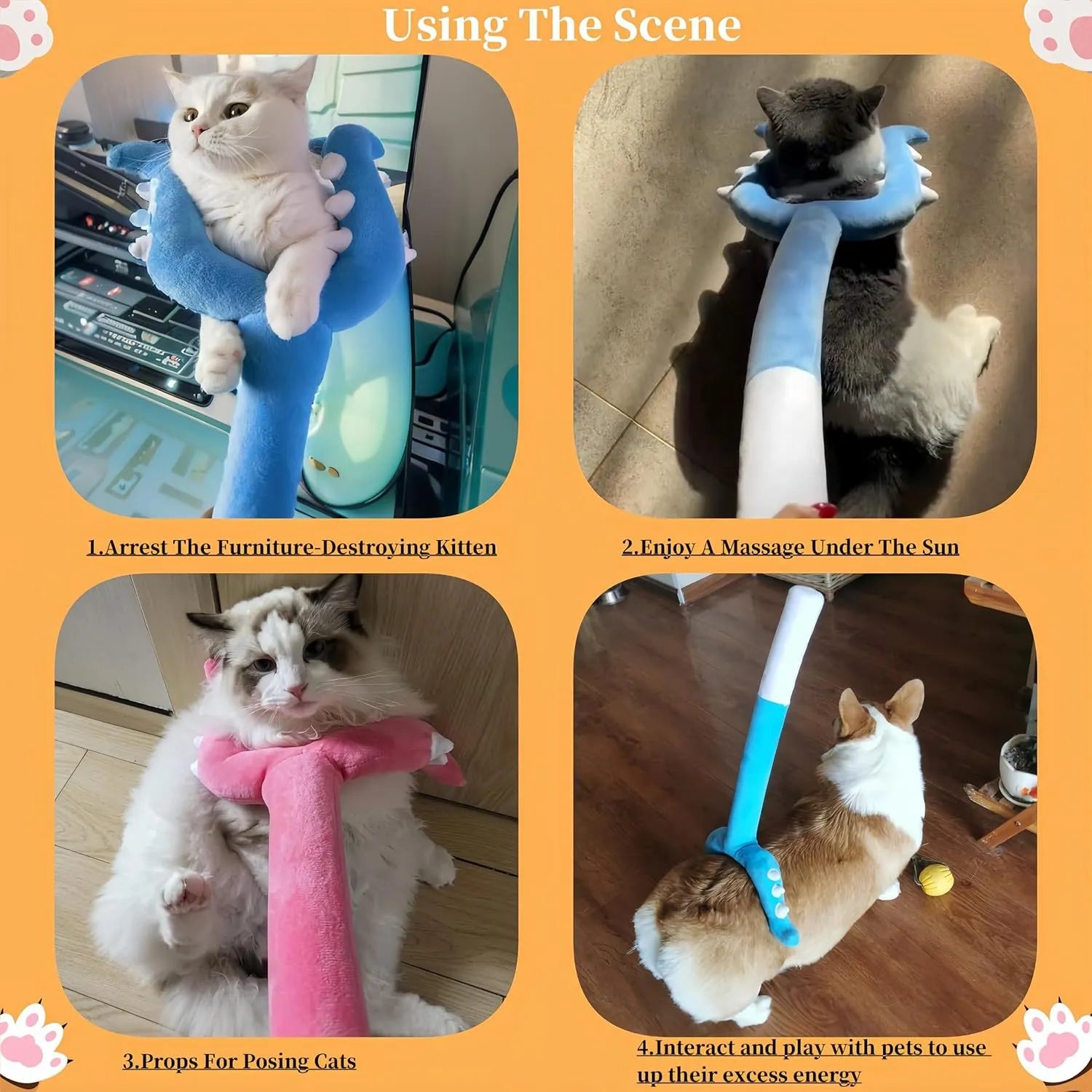 70cm blue plush cat wand toy with soft construction for interactive indoor play