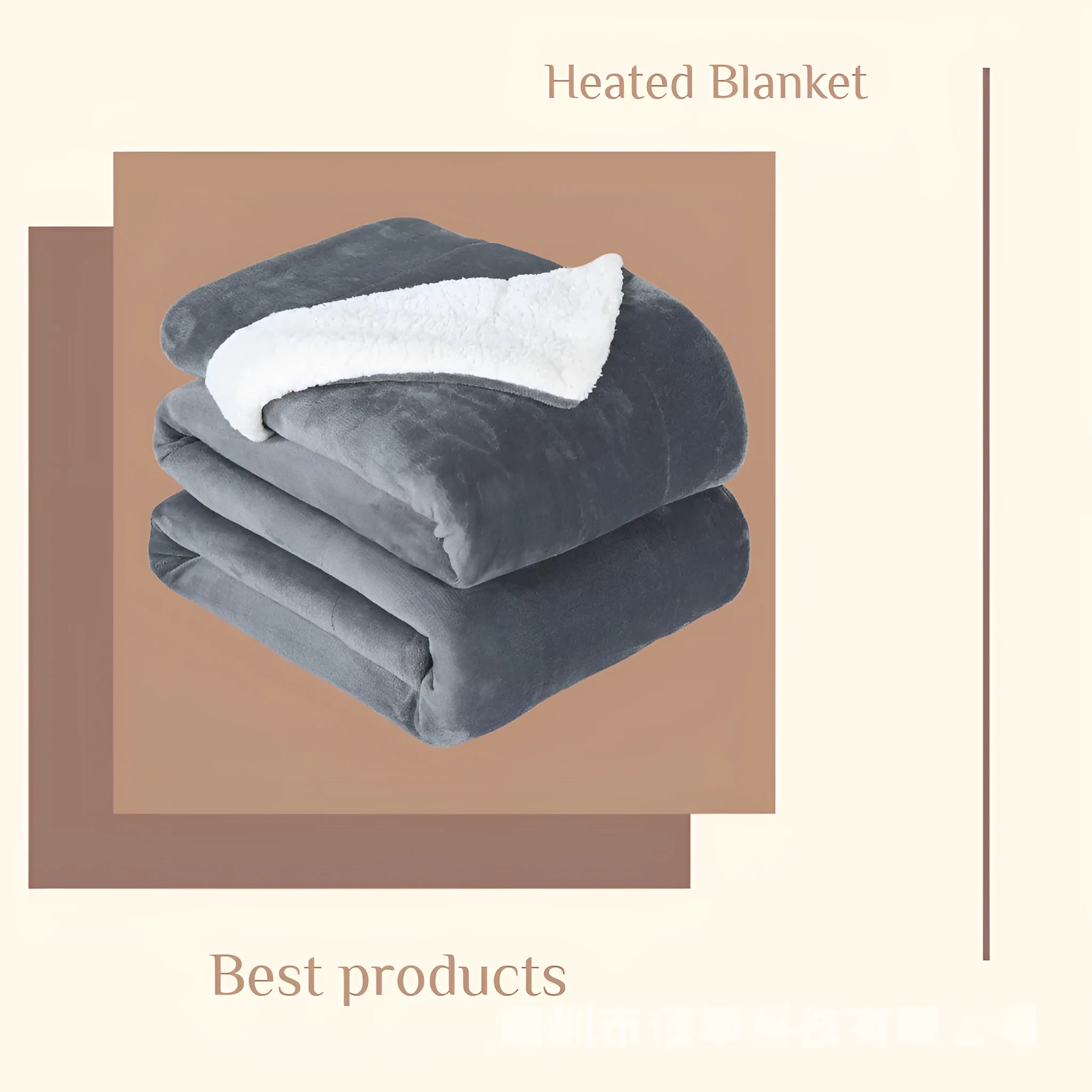 USB electric heating blanket in flannel fabric showing grey colour option