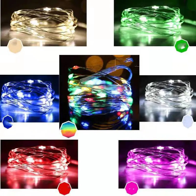 12-metre copper wire LED string light with 120 lamps in multiple colour options