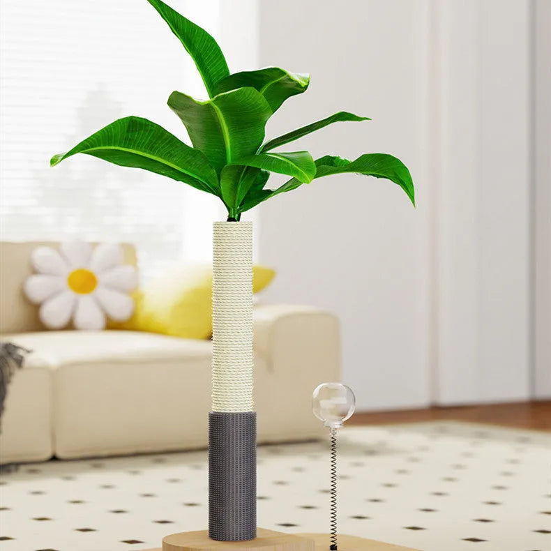 Vertical wooden cat scratching post in canna colour with durable no-chip construction