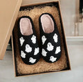 Cartoon ghost hand thermal cotton slippers with suede upper and rubber sole on indoor floor