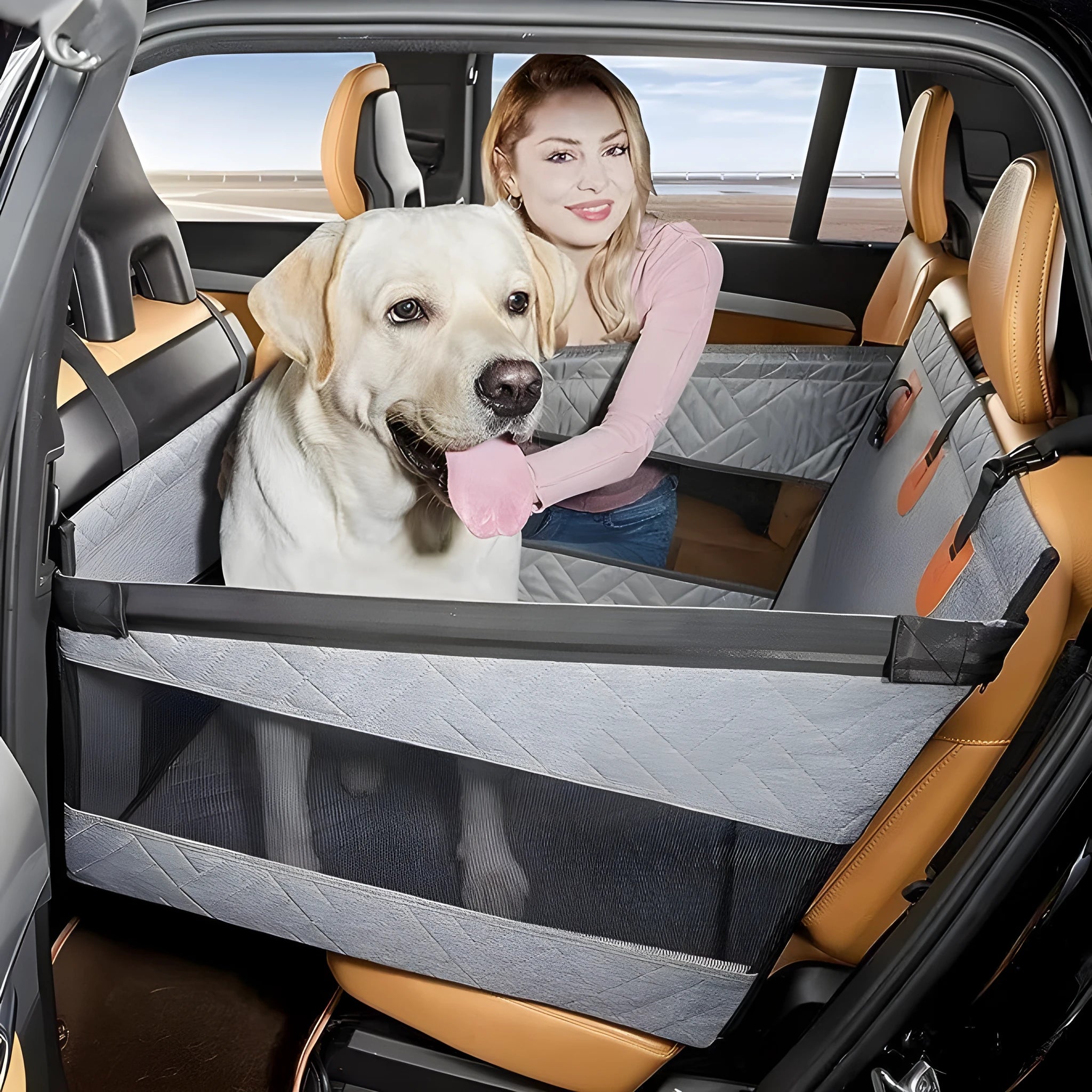 Gray car water and dirt resistant multifunctional dog bed 56x56x40cm cloth pet mat