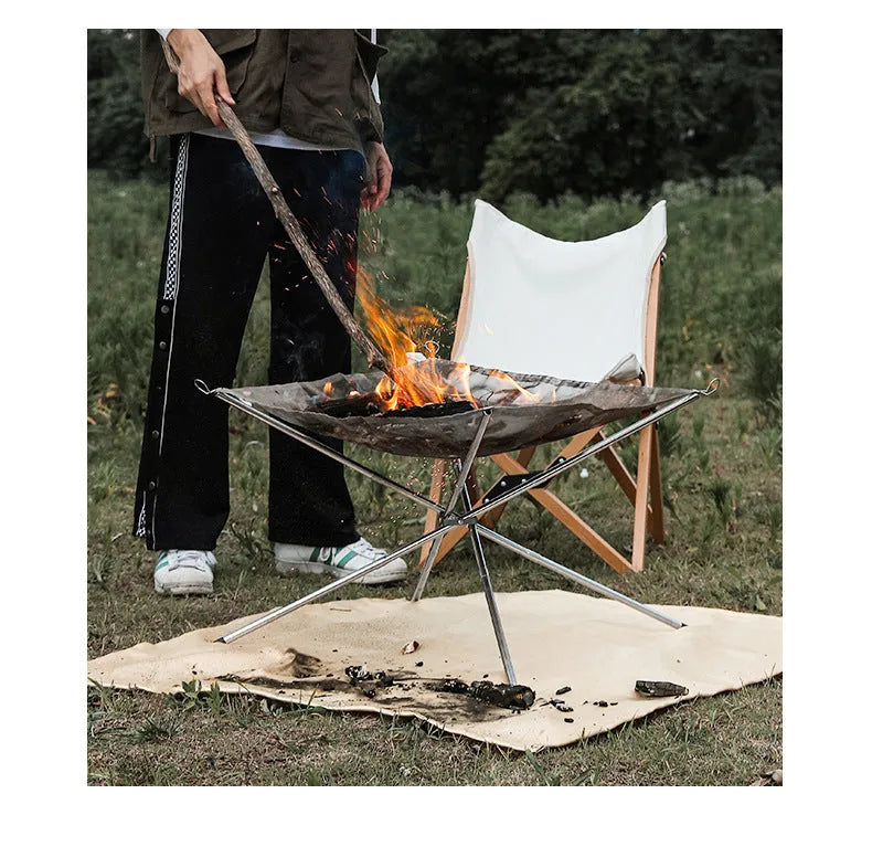 Stainless steel barbecue grill net with foldable stand in silver finish
