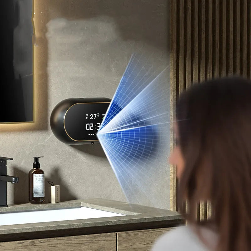 Automatic foam hand sanitizer dispenser wall mounted with 500ml capacity in black finish