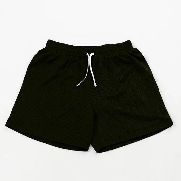 Men's mesh quick-dry athletic shorts in black, available for running and summer fitness activities
