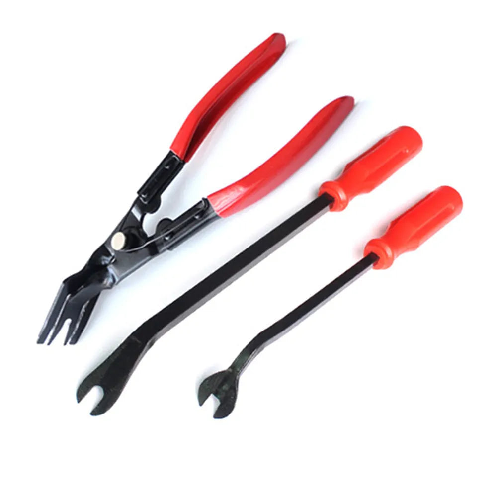 Red handle automotive clip driver for General Motors door panel nailing