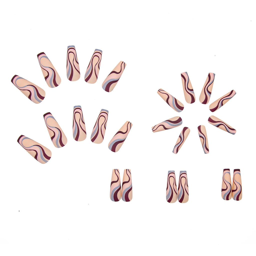Ballet wave line detachable nail stickers with jelly glue in 24 and 96 piece packs, colour W067 wave line