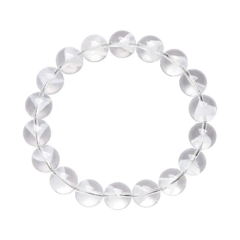 Natural white crystal ghost pyramid bracelet with Ruyi elements showing pyramid shapes and original design