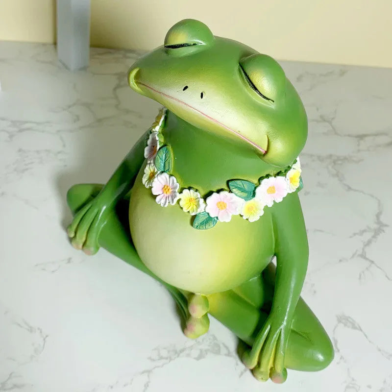 A small European-style magic yoga frog ornament in RDW123 colour, made from plastic and resin.