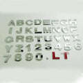 3D metal car letter stickers in zinc alloy showing raised alphabet letters for vehicle customisation