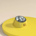 15-degree tilted stainless steel cat bowl with PP base in green colour on a light background