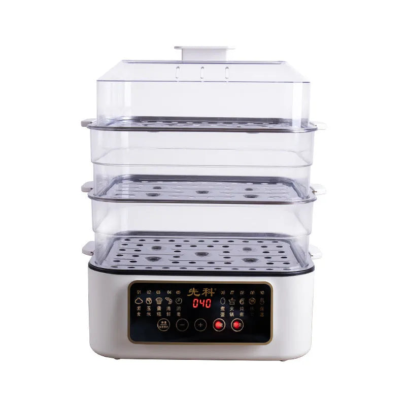 28-litre stainless steel electric food steamer with automatic measuring function