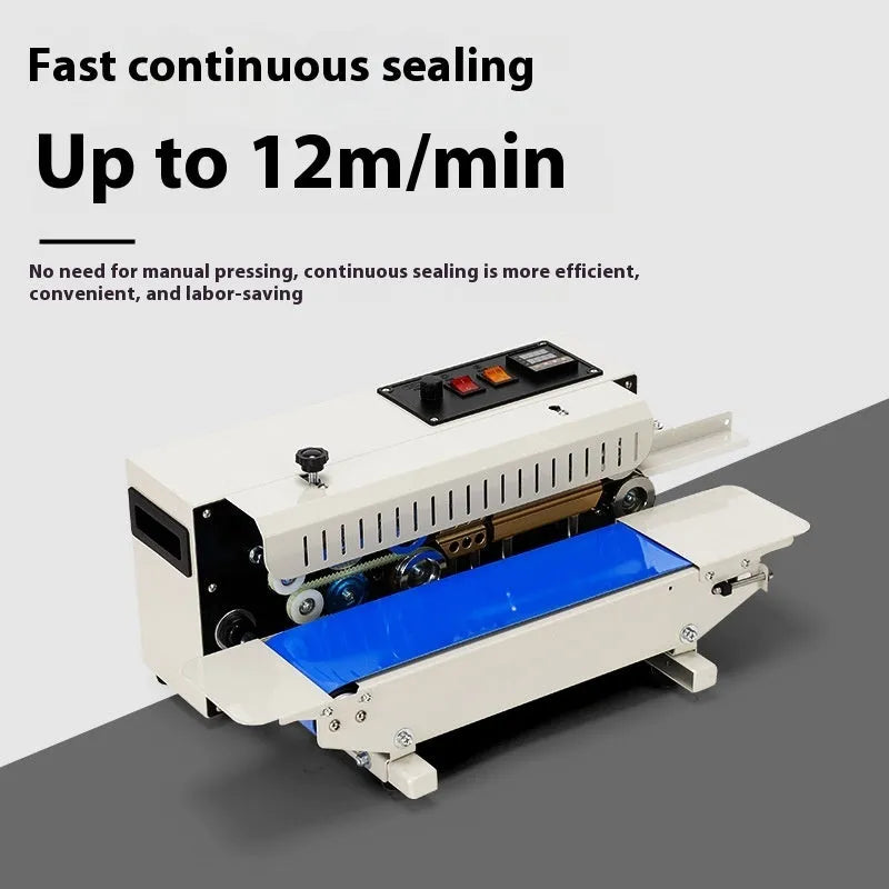 Small steel manual sealing machine with date stamp wheel for plastic bags