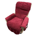 Polyester sofa cushion slipcover in lamb wool beige colour on a sofa, showing universal fit.