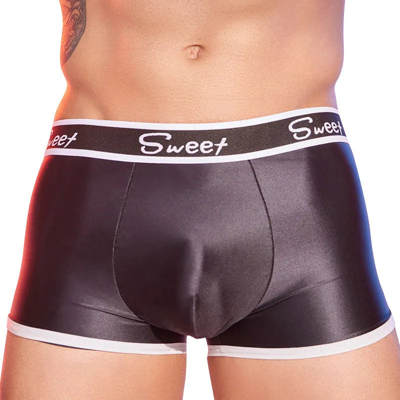 Men's nylon underwear with silky shiny finish in black, white and sapphire blue colours