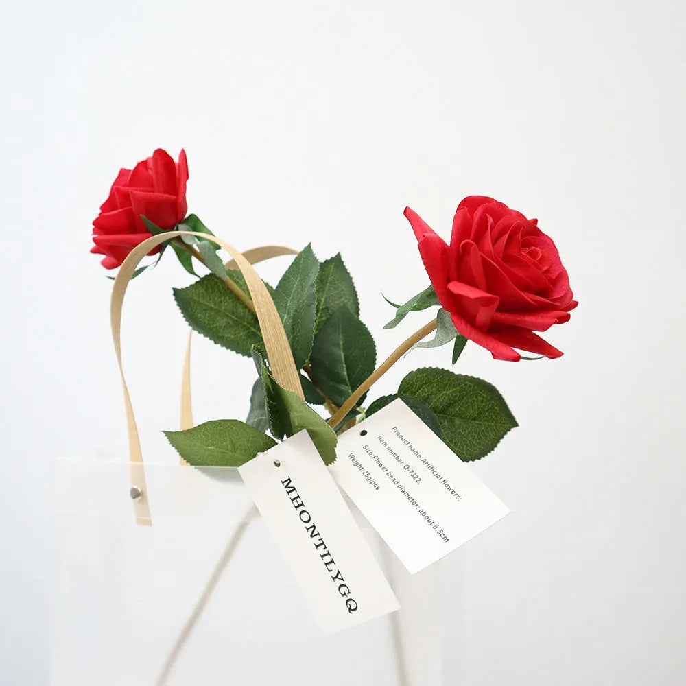 Touch Rose Moisturizing Hand Feeling artificial flower 42cm silk fabric red rose for wedding decoration