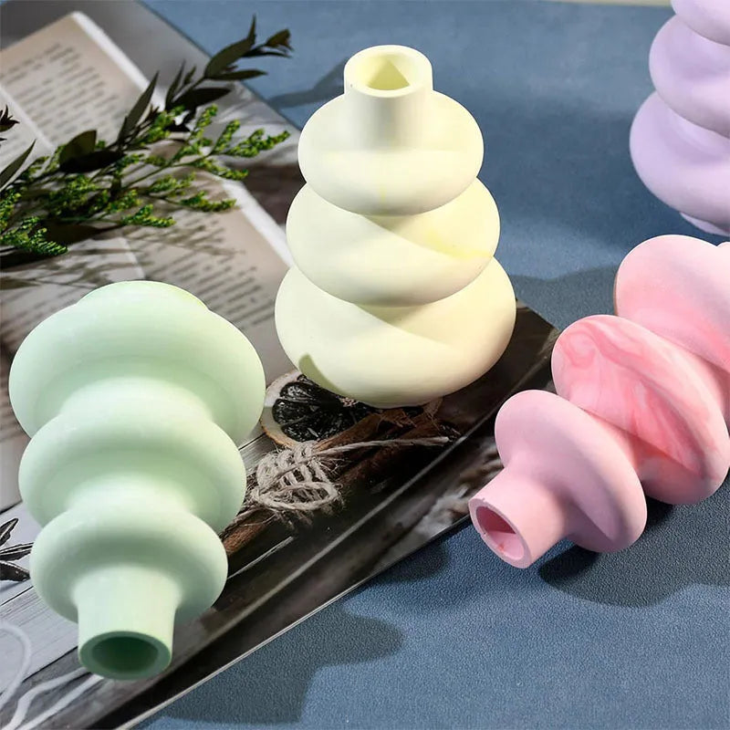 Three layer circle vase silicone baking mould in irregular modern shape