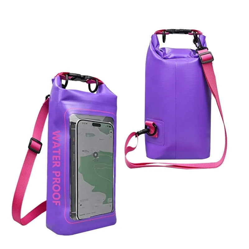 2-litre waterproof crossbody bag made of 500D PVC mesh in army green for outdoor swimming and beach use