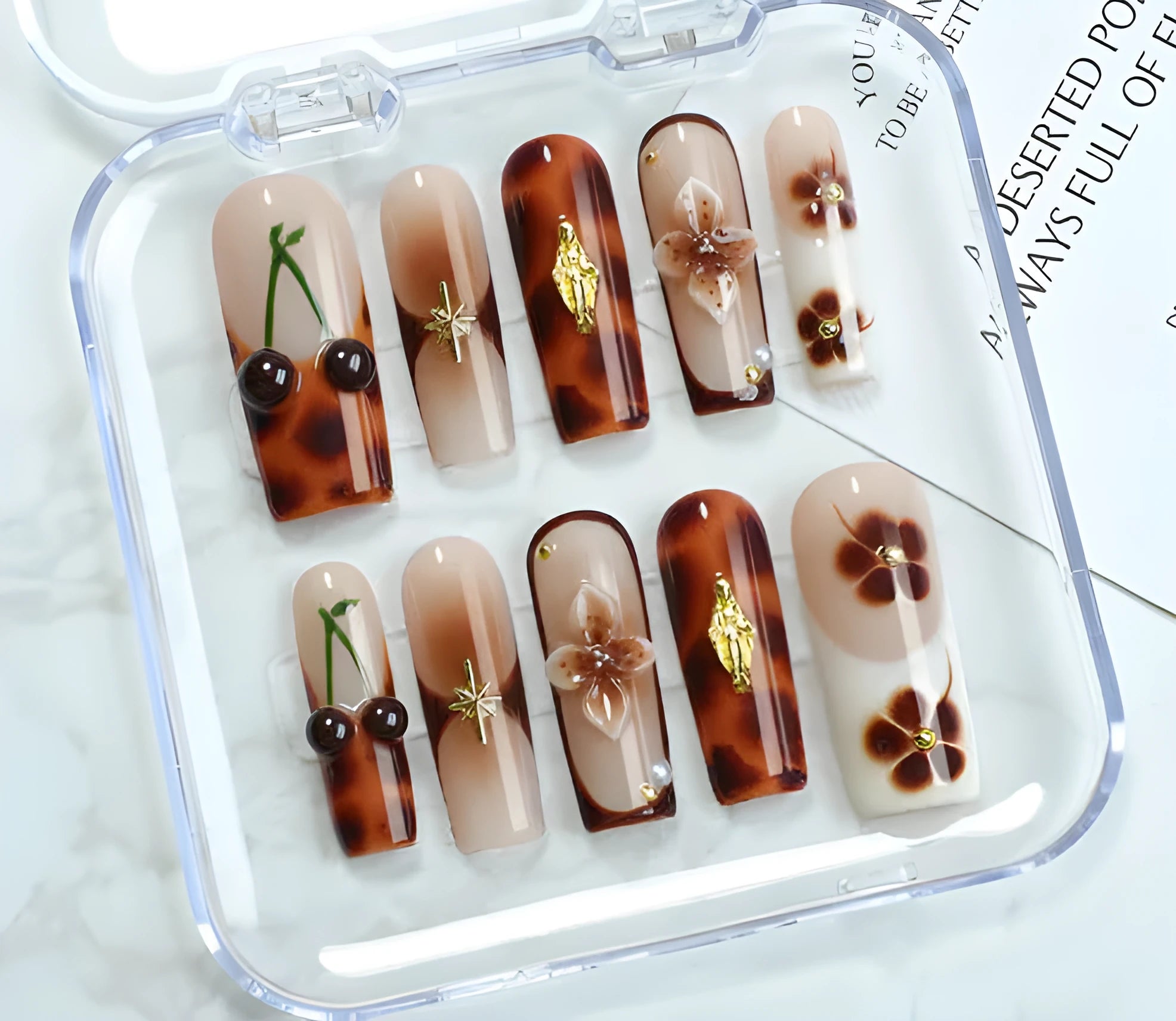 Handmade wear nail painting set with jelly glue, rubbing strip, and nail patches in cute French pure desire styles
