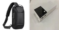 Black 20000mAh power bank showing compact 135x60x20mm dimensions with included charging cable