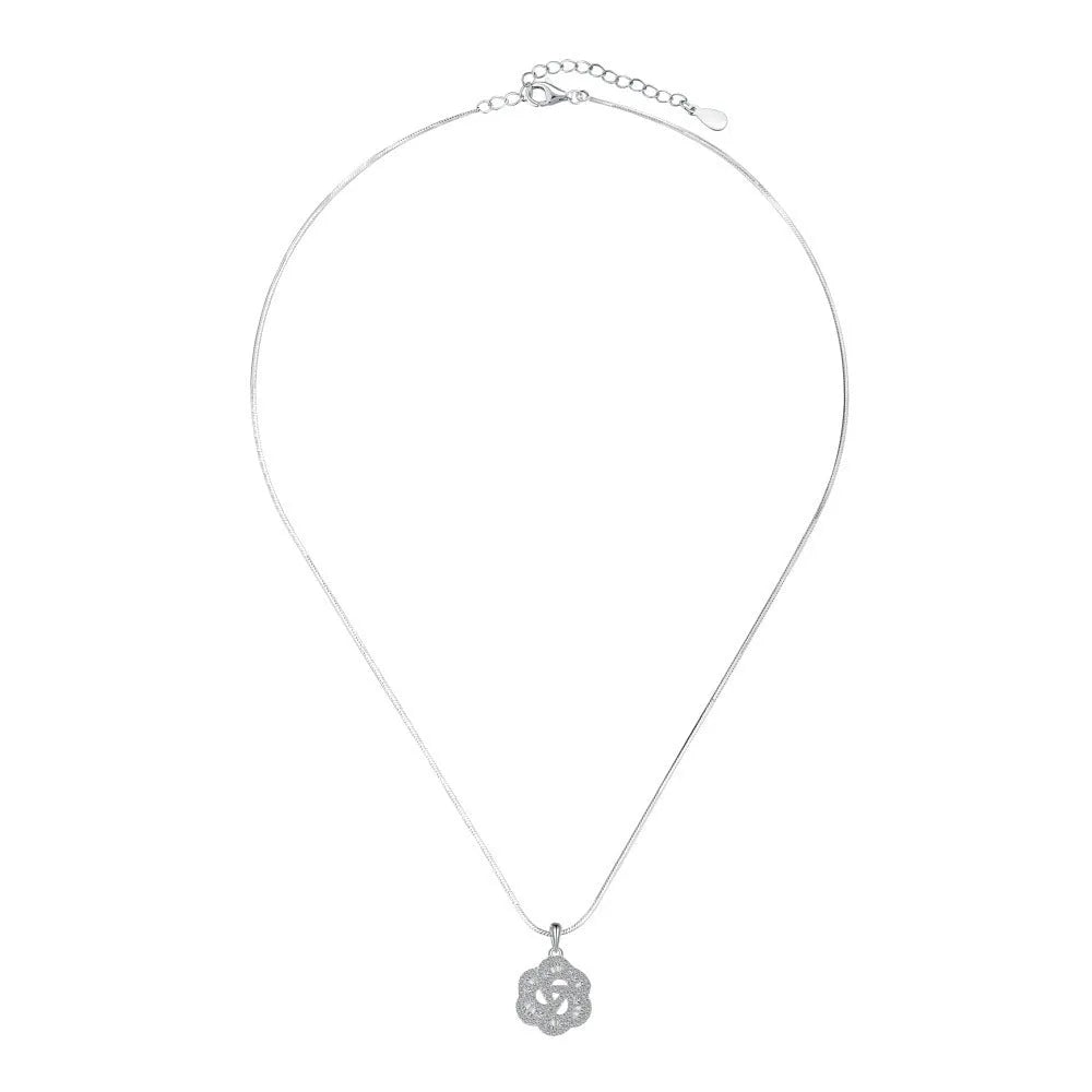 925 silver rose pendant necklace electroplated finish for women