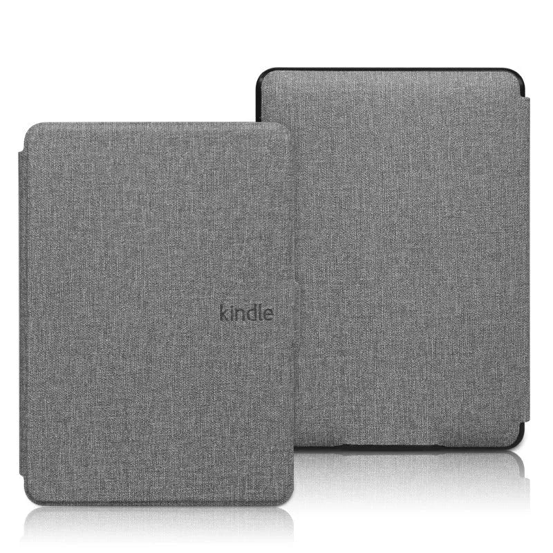 Linen leather texture magnetic closure hard case for Kindle e-reader in purple colour