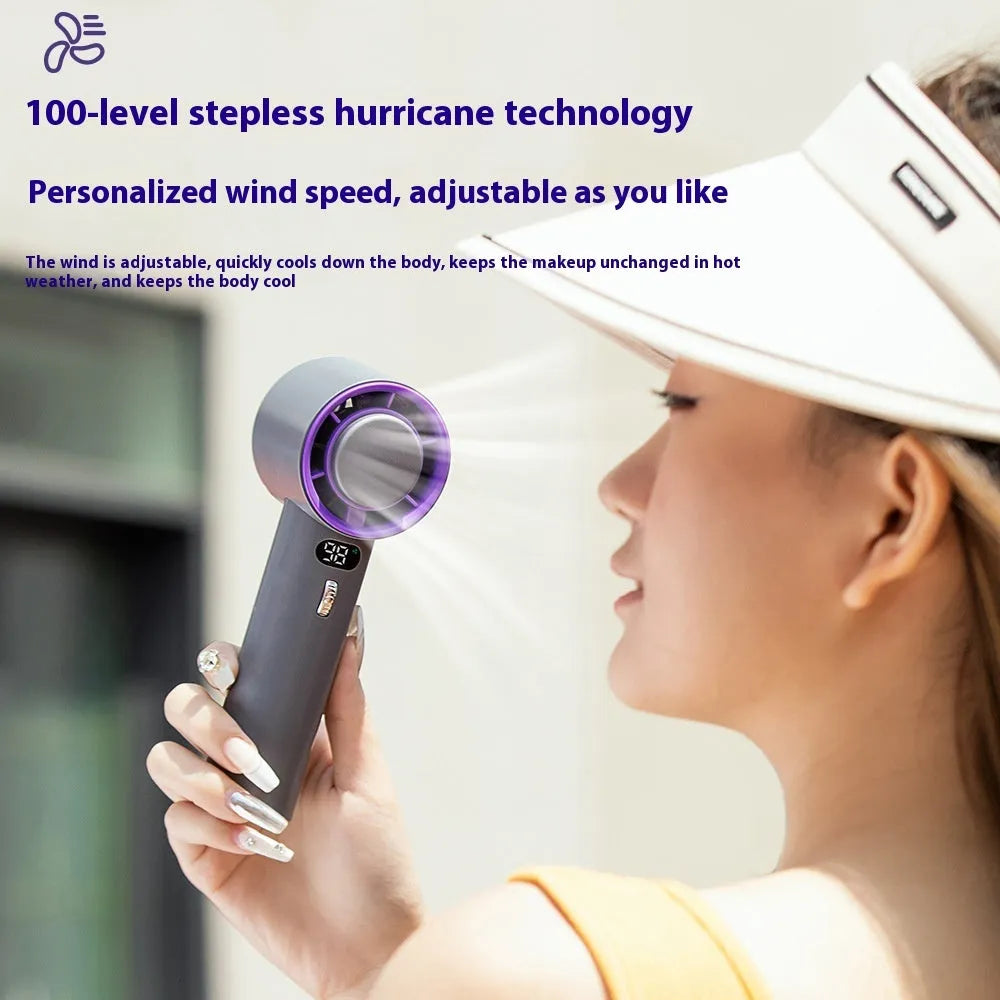 Portable handheld turbo fan with semiconductor refrigeration, 3000mAh battery, adjustable wind speeds, in white