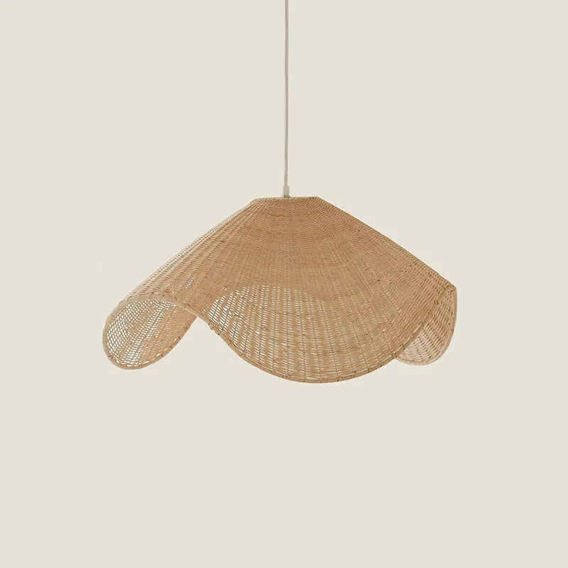 Handmade bamboo rattan chandelier with LED light source, natural straw rattan and willow shade, warm light, 60cm diameter